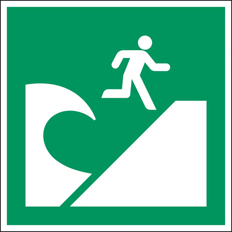 ISO-Sicherheitsschild - Evakuierungsbereich bei Tsunami