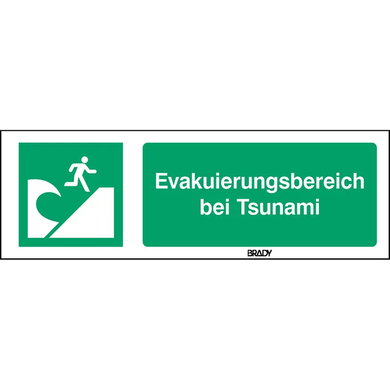 ISO-Sicherheitsschild - Evakuierungsbereich bei Tsunami