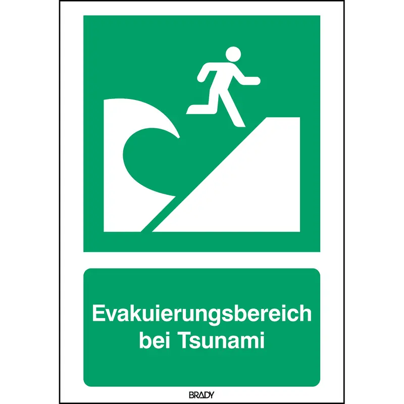 ISO-Sicherheitsschild - Evakuierungsbereich bei Tsunami