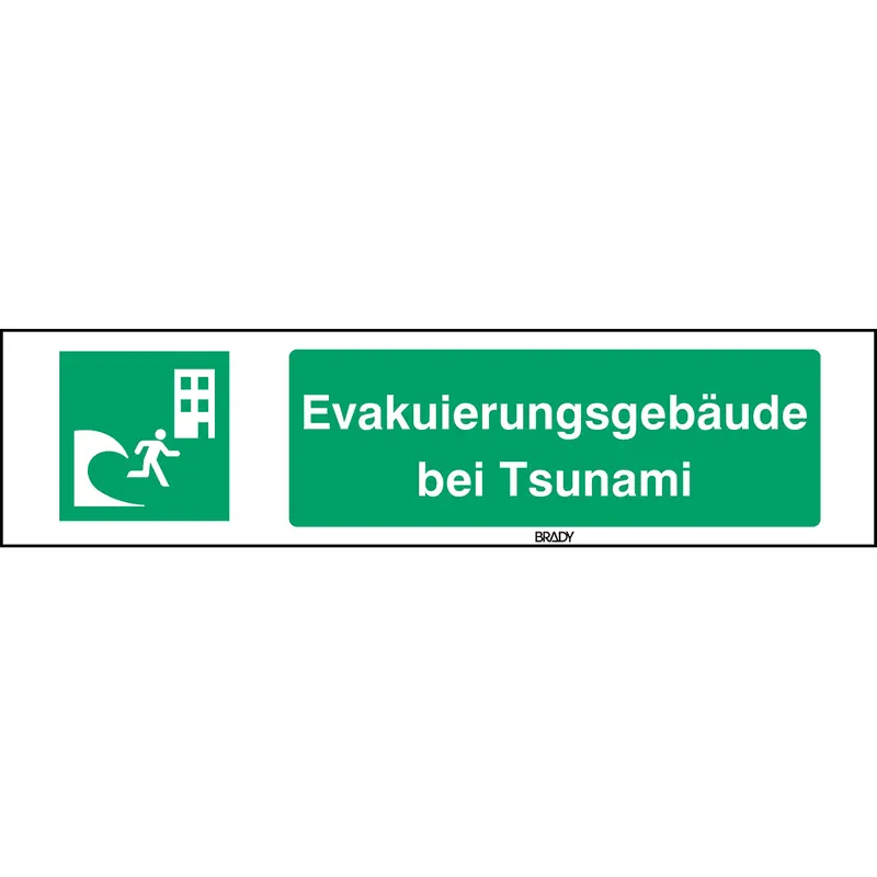 ISO-Sicherheitsschild - Evakuierungsgebäude bei Tsunami