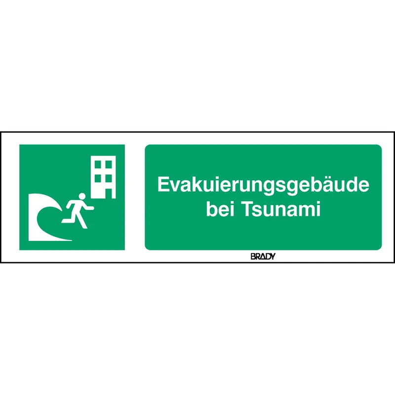ISO-Sicherheitsschild - Evakuierungsgebäude bei Tsunami
