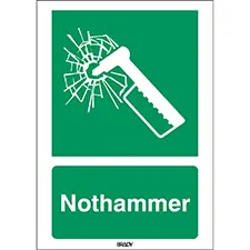 ISO-Sicherheitsschild - Notfallhammer