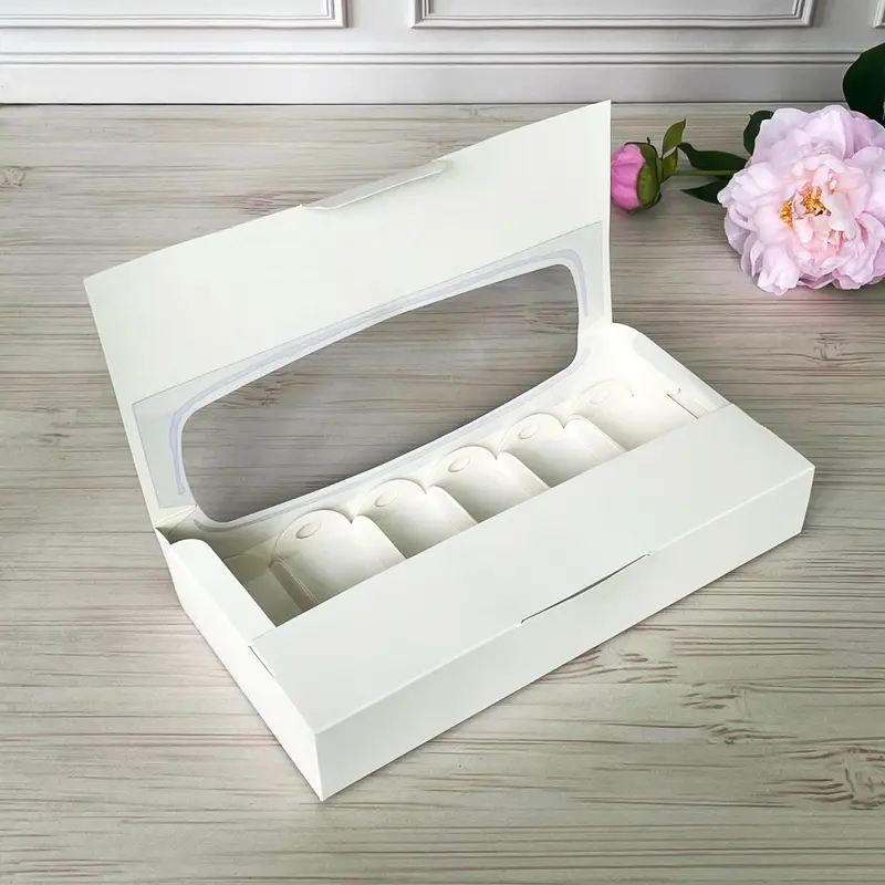 Karton mit Fenster für Eclairs und Eis, 31 x 14,5 x 5 cm, 5 Stk