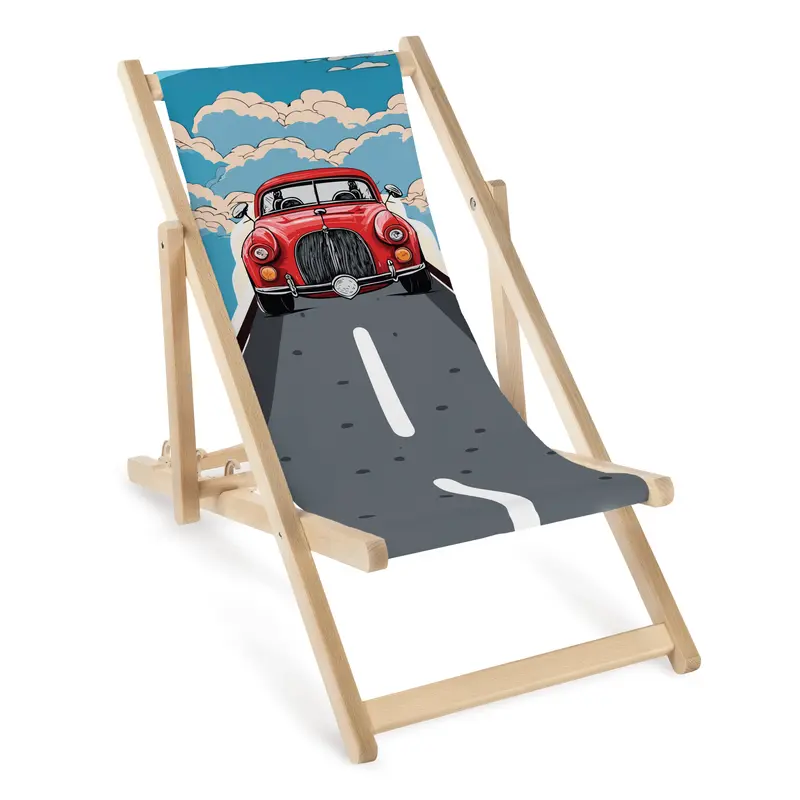 Kinderliegestuhl aus Holz Auto und die Straße