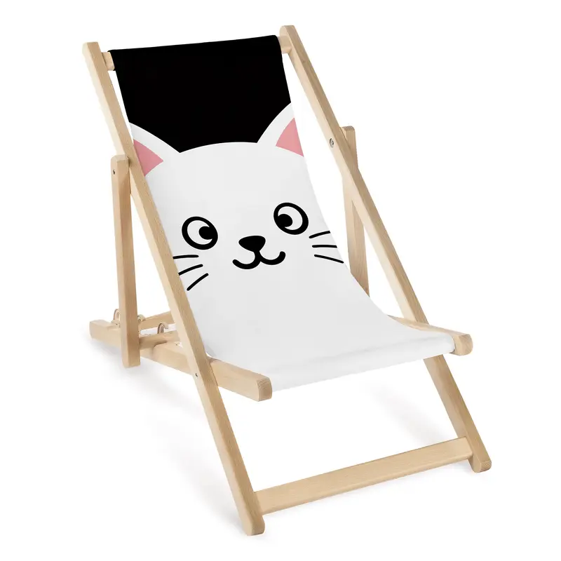 Kinderliegestuhl aus Holz Motiv Kätzchen