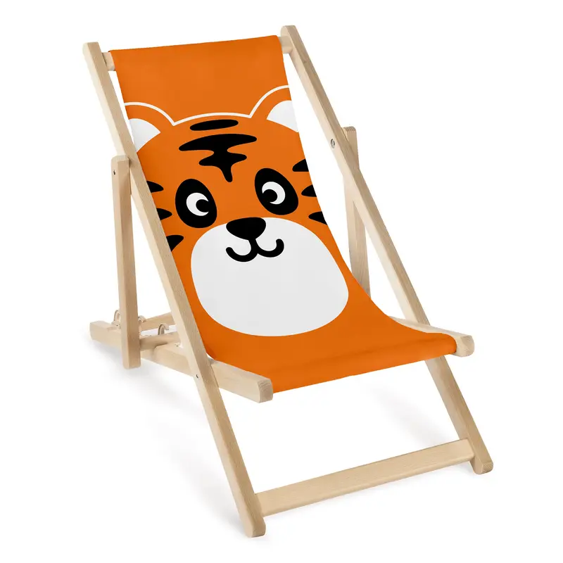 Kinderliegestuhl aus Holz Tiger