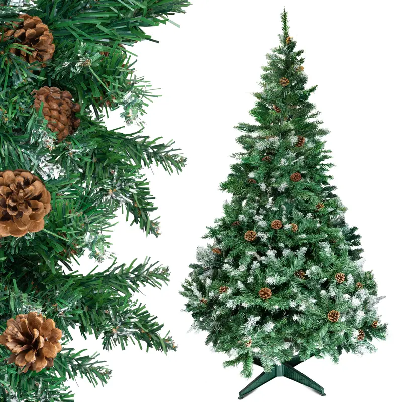 Künstlicher Weihnachtsbaum mit Zapfen, beschneit, 220 cm