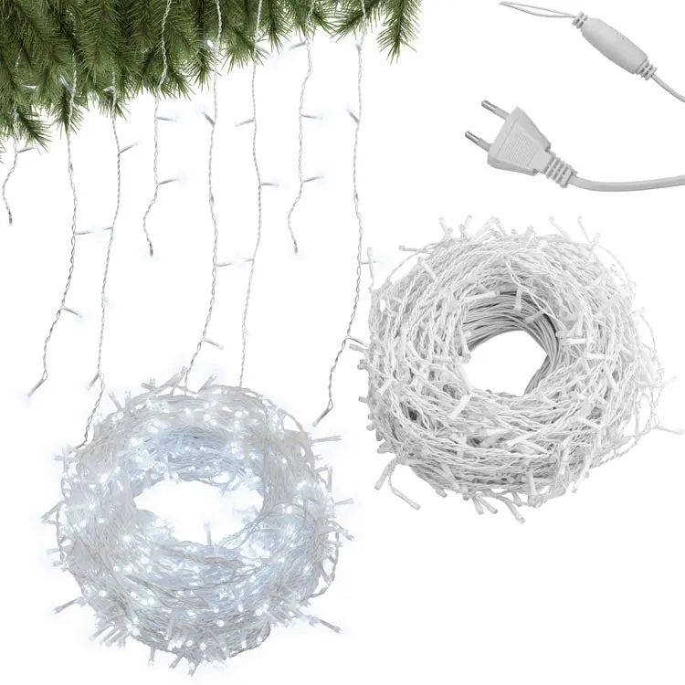 LED Weihnachtsbaum Eiszapfen Lichterkette 500 kaltweiß 12m