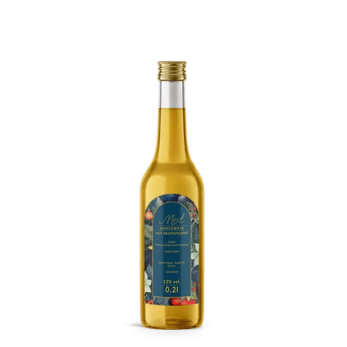 Leuchtende Leonie – Rechteckiges Flaschenetikett mit Abrundung 50x90mm für 200ml Met