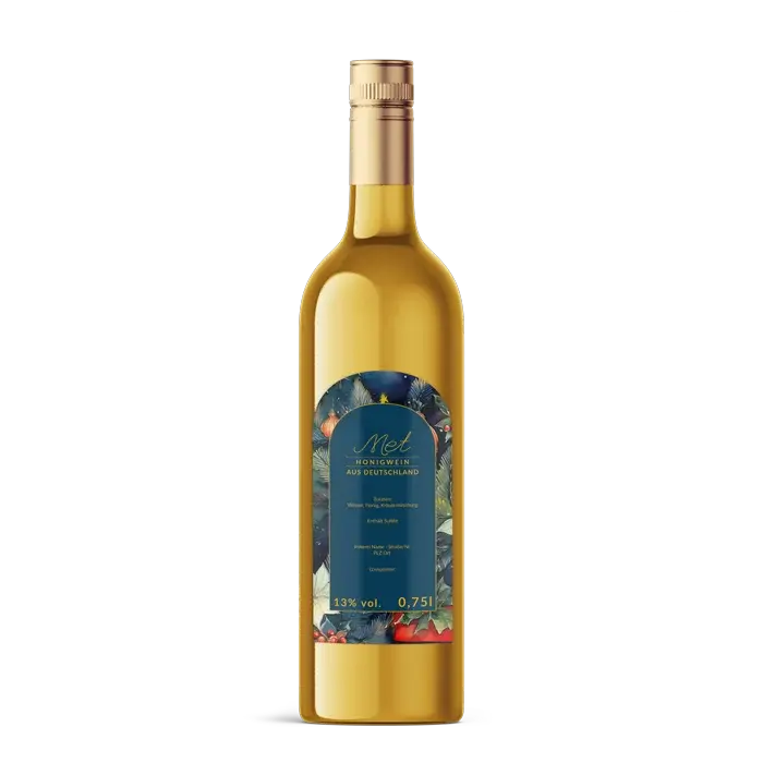 Leuchtende Leonie – Rechteckiges Flaschenetikett mit Abrundung 65x125mm für 750ml Met