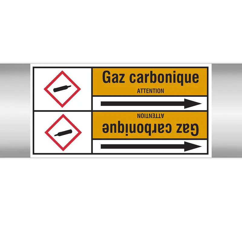 Marqueurs en rouleau continu, avec pictogrammes - Gaz carbonique (produit francophone)