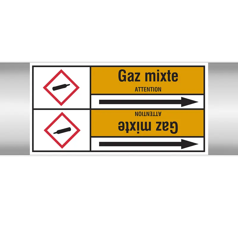 Marqueurs en rouleau continu, avec pictogrammes - Gaz mixte (produit francophone)