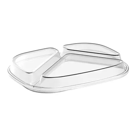 Mehrweg Menübox Deckel 3-geteilt – 236x181x26,3mm, Klar, 48 Stk.