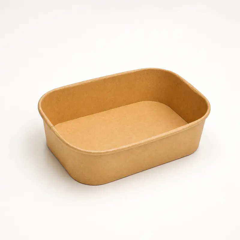 Menüschalen 500 ml, Kraft, 168 x 120 x 45 mm, braun, eckig, inklusive PP-Deckel, 300 Sets