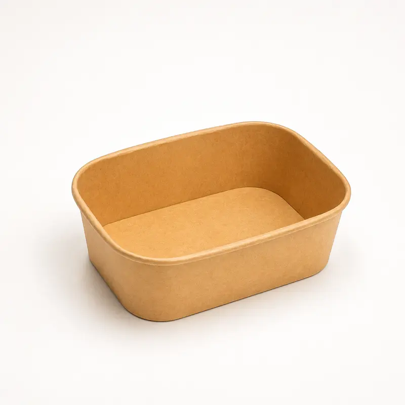 Menüschalen 750 ml, Kraft, 168 x 120 x 55 mm, braun, eckig, inklusive PP-Deckel, 300 Sets