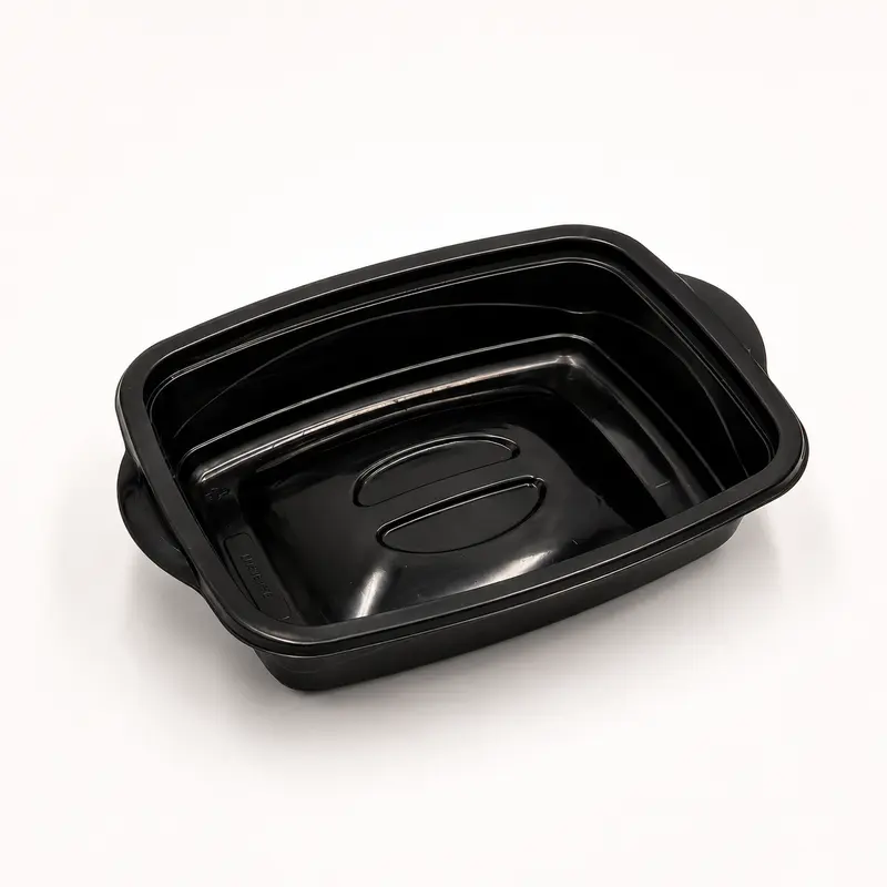 Mikrowellen Menüschalen 1000 ml, PP, schwarz, ungeteilt, 180 Stk.