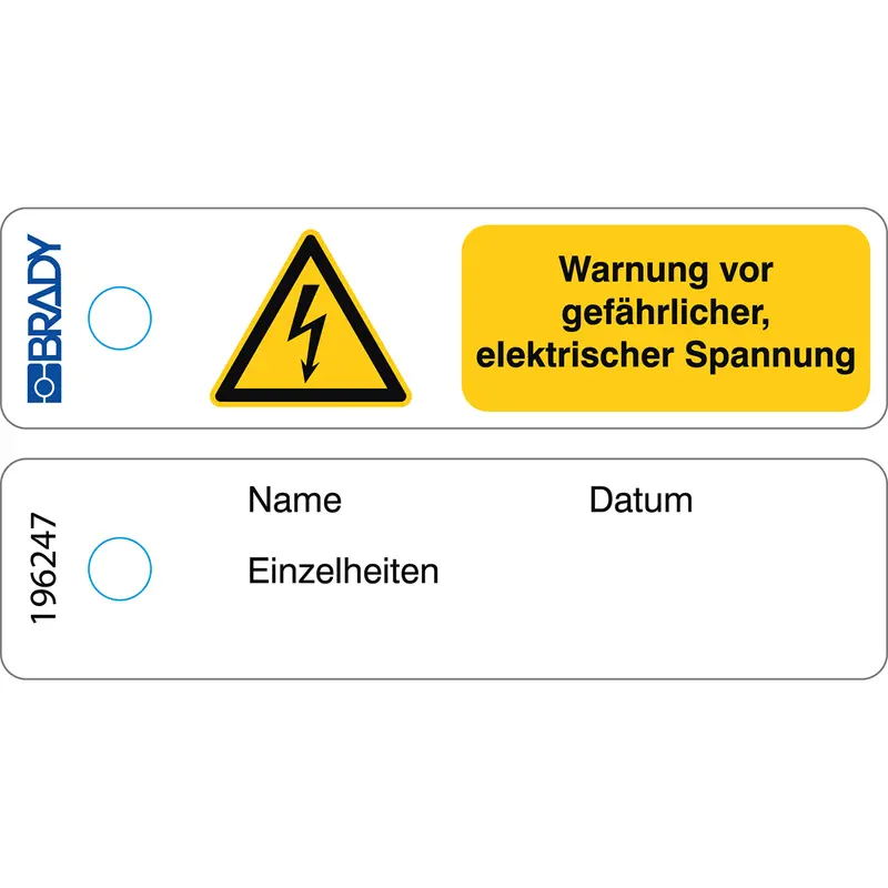 Mini-Anhänger - Warnung, gefährliche elektrische Spannung - DE