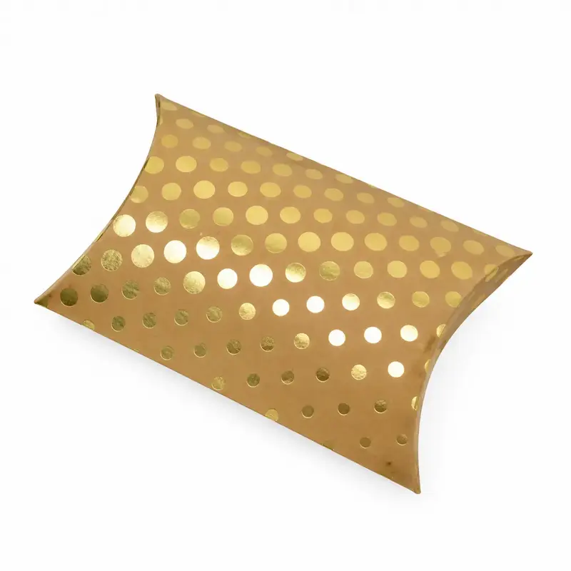 Mini boîte coussin kraft pois or — lot de 25