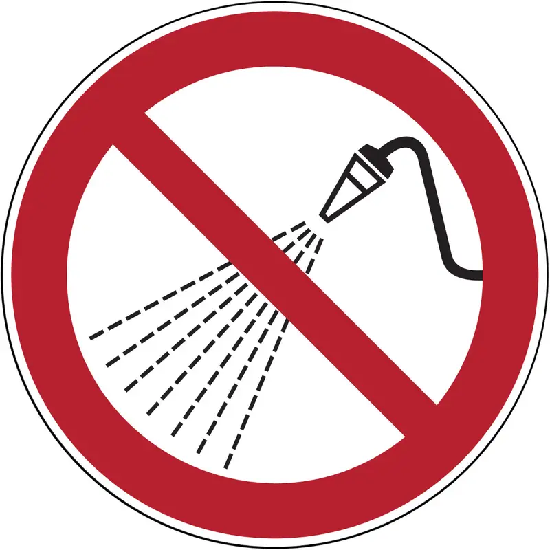 Minipiktogramme - Mit Wasser spritzen verboten