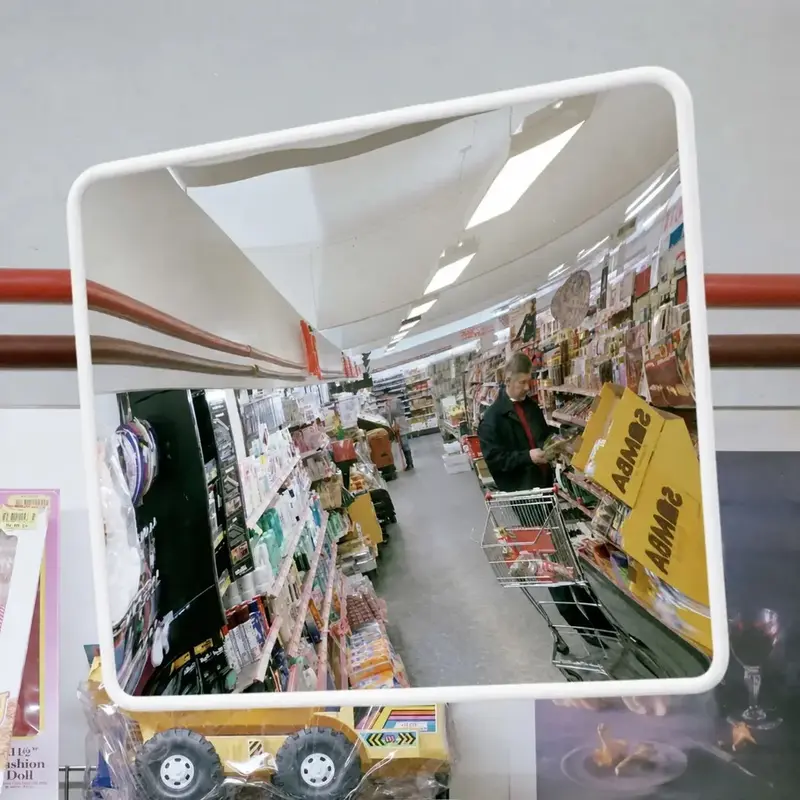 Miroir de surveillance convexe 40 x 60 cm — contour blanc