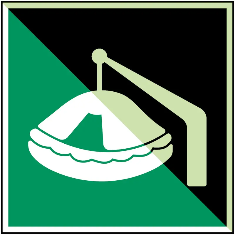 Mit Davit aussetzbares Rettungsfloss - ISO 7010