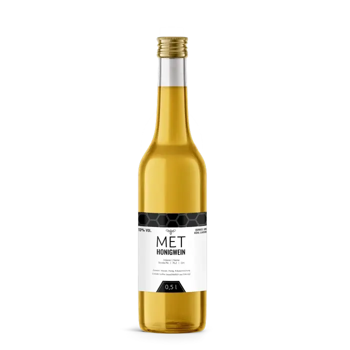 Moderner Marlo – Quadratisches Flaschenetikett 80x80mm für 500ml Met