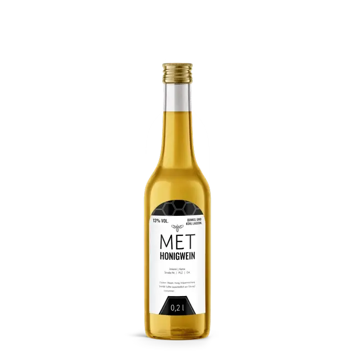 Moderner Marlo – Rechteckiges Flaschenetikett mit Abrundung 50x90mm für 200ml Met