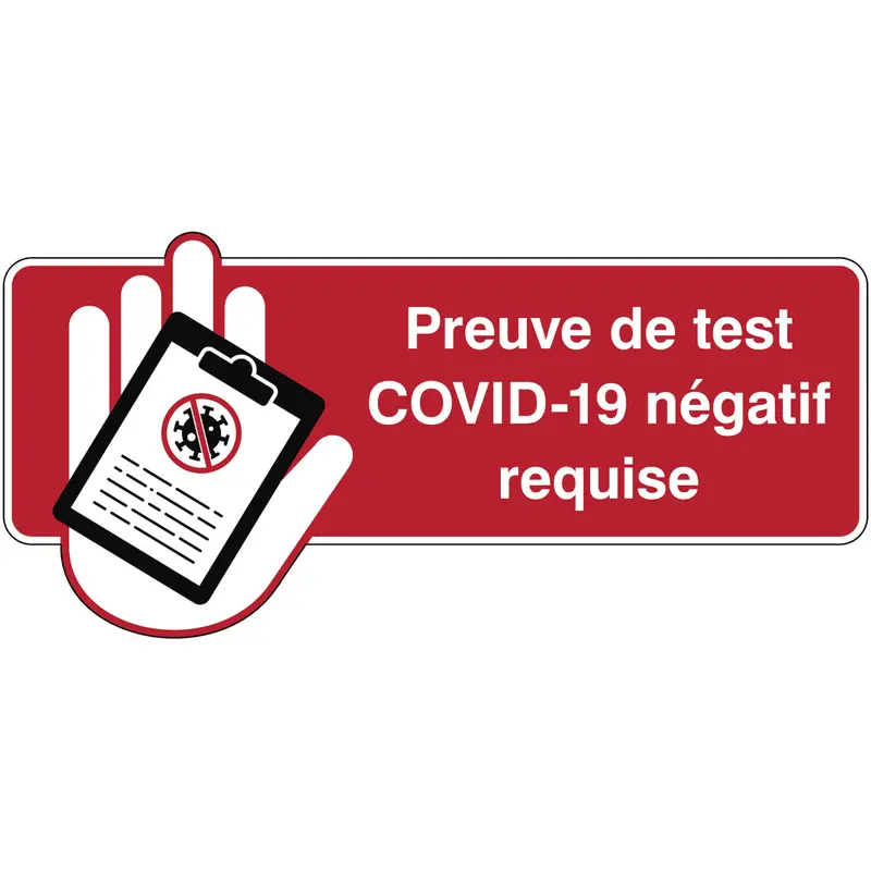 Nachweis eines negativen COVID-19 Tests erforderlich