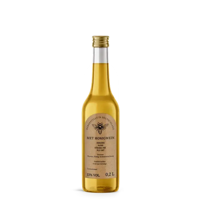 Natürliche Nadja – Rechteckiges Flaschenetikett mit Abrundung 50x90mm für 200ml Met