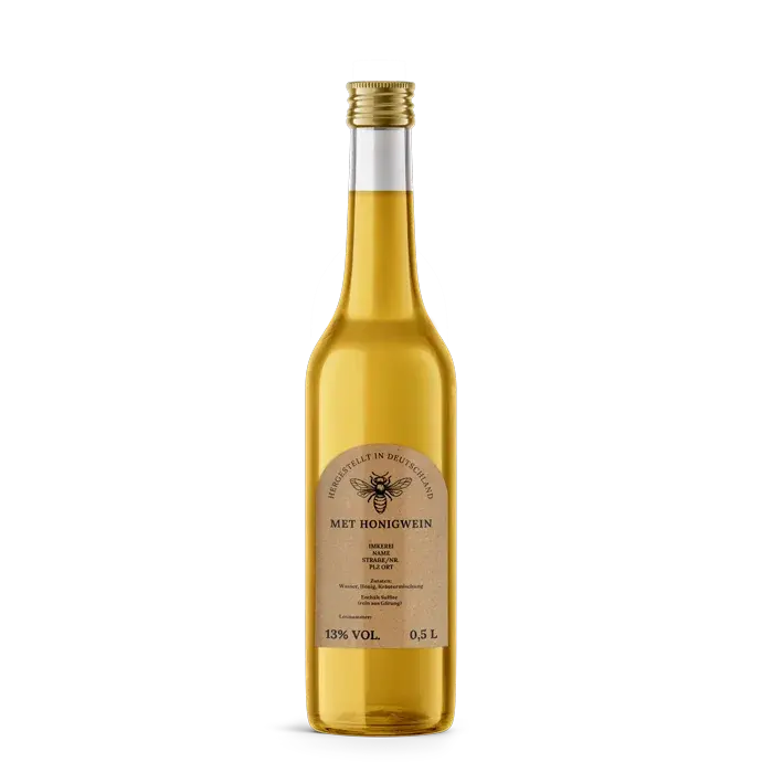 Natürliche Nadja – Rechteckiges Flaschenetikett mit Abrundung 65x100mm für 500ml Met