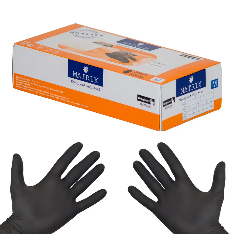 Nitril-Einweghandschuhe – Größe M, schwarz, puderfrei, latexfrei