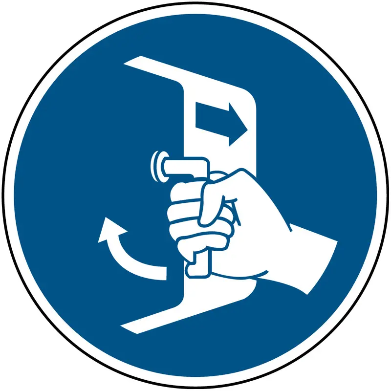 Öffnungen schliessen und sichern beim Aussetzvorgang - ISO 7010