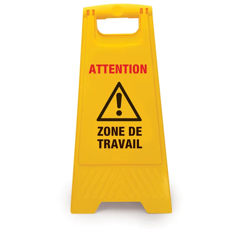 Panneaux sur pieds - Brady Floor - ATTENTION ZONE DE TRAVAIL (produit francophone)