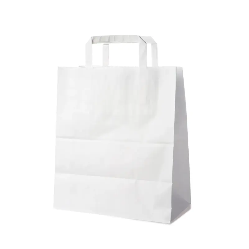 Papiertragetasche weiß 26+14 x 32 cm – 50 Stück