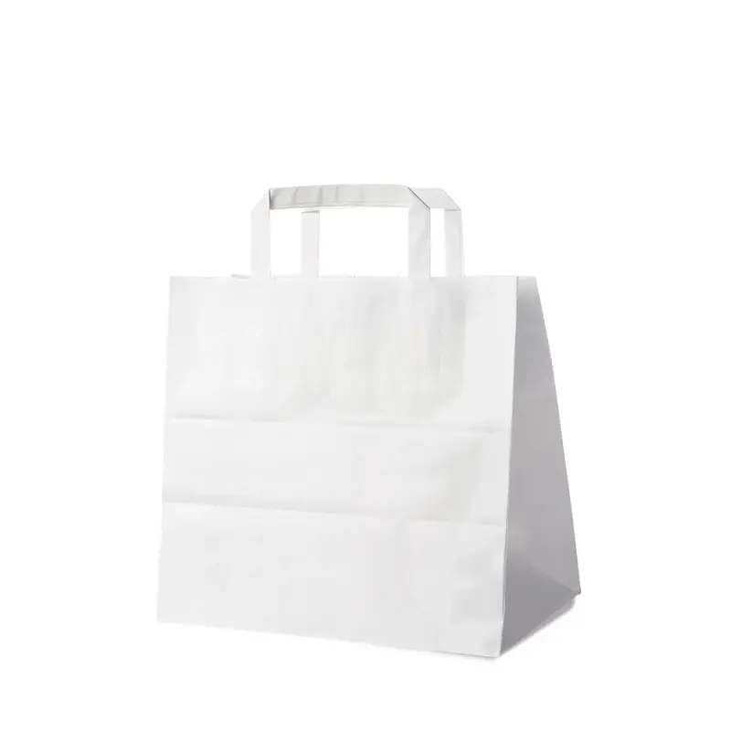 Papiertragetasche weiß 26+17 x 25 cm – 50 Stück