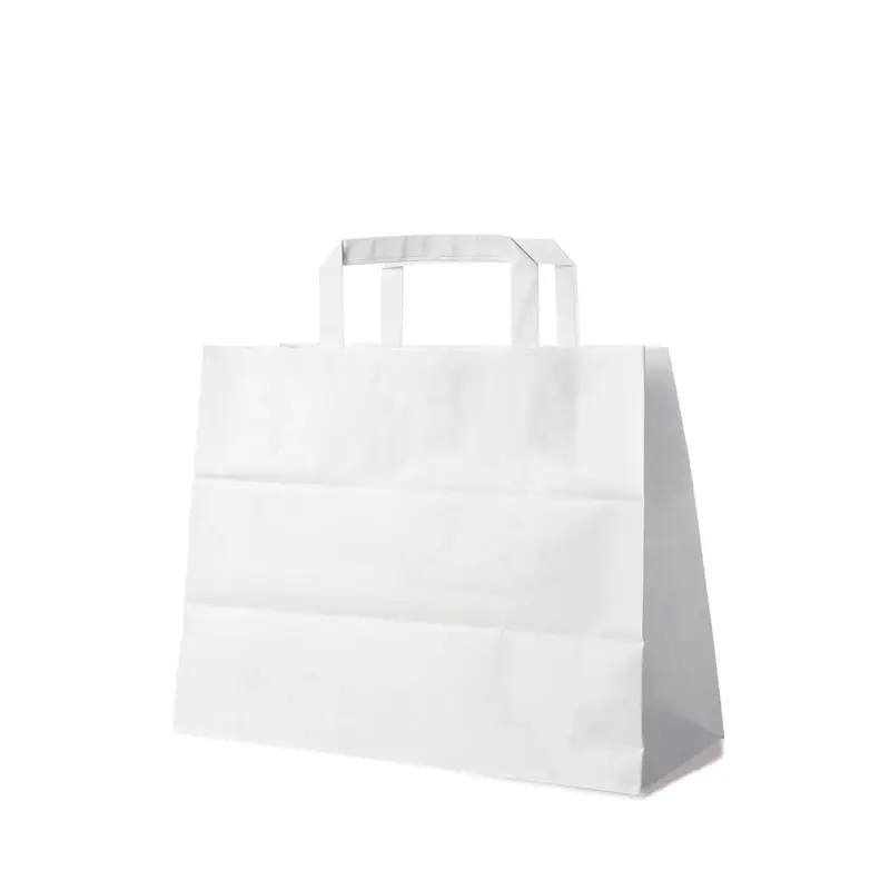Papiertragetasche weiß 32+16 x 27 cm – 50 Stück