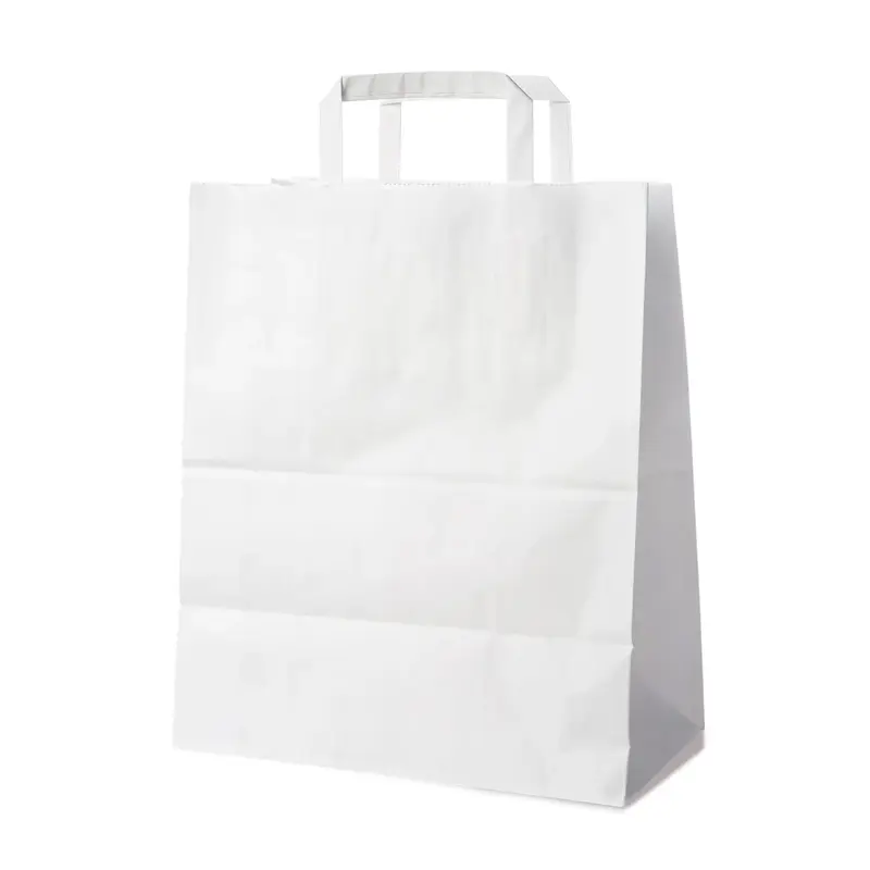 Papiertragetasche weiß 32+16 x 39 cm – 250 Stück