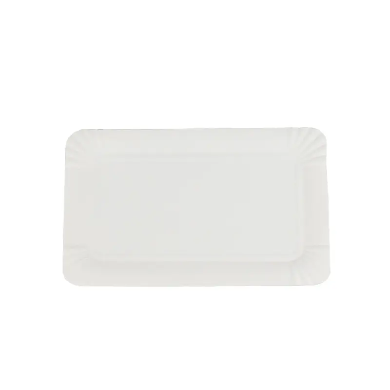 Pappteller eckig – 13 × 20 cm, weiß, unbeschichtet
