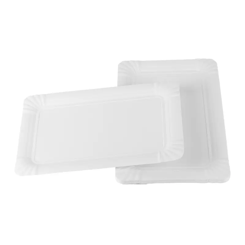 Pappteller eckig – 16 × 24 cm, weiß, unbeschichtet
