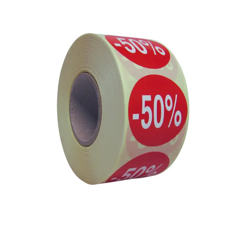 Pastilles adhésives rouges % – Ø 40 mm, rouleau de 1000