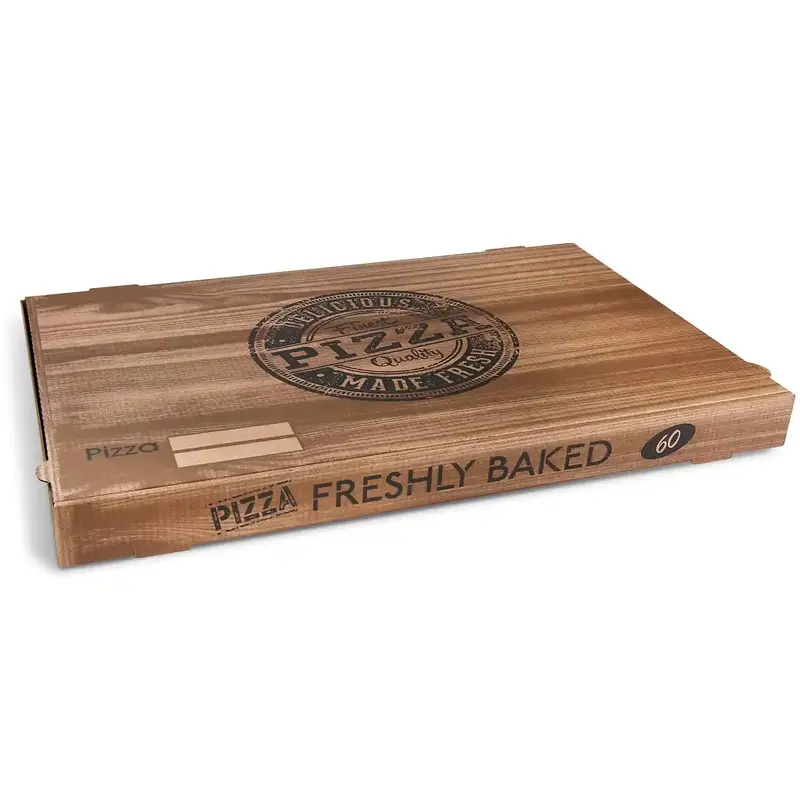 Pizzakarton (aus Mikrowellpappe) G4 kraft bedruckt 60 x 40 x 5 cm