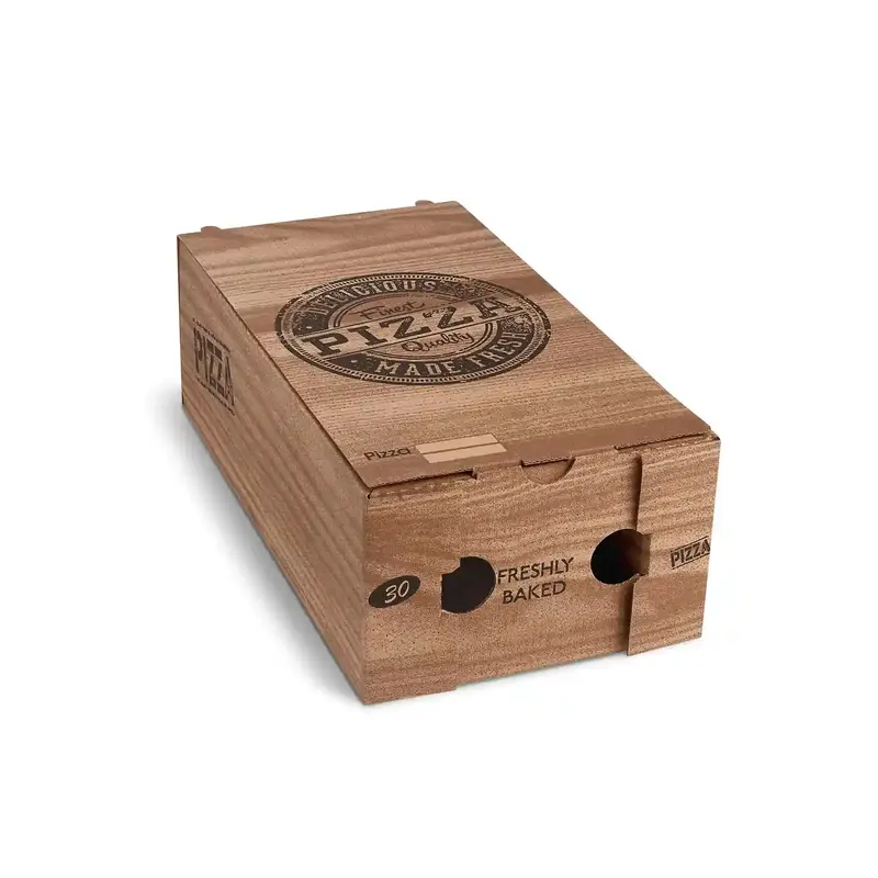 Pizzakarton (aus Mikrowellpappe) R4 Calzone kraft bedruckt 16 x 30 x 10 cm