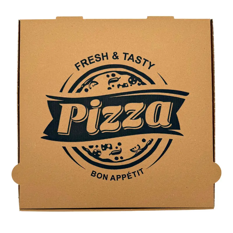 Pizzakarton "Fresh&Tasty" Francia | 26x26x4 cm Braun | 4200 Stück (Palette)