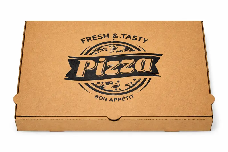 Pizzakarton "Fresh&Tasty" Partypizza | 60x40x5 cm Braun | 750 Stück (Palette)