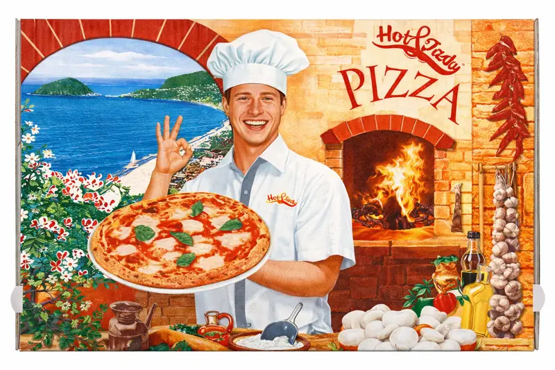 Pizzakarton "Pizzabäcker" Partypizza | 60x40x5 cm Weiß | 750 Stück (Palette)