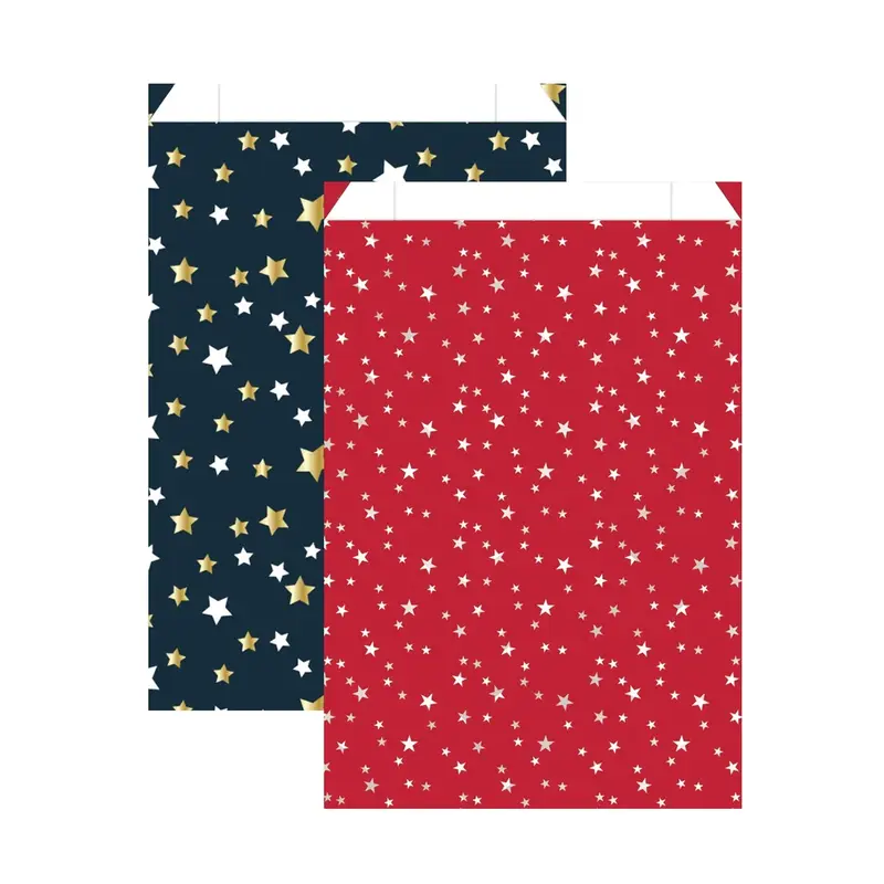 Pochettes de Noël étoiles — 6 formats, fond rouge ou bleu