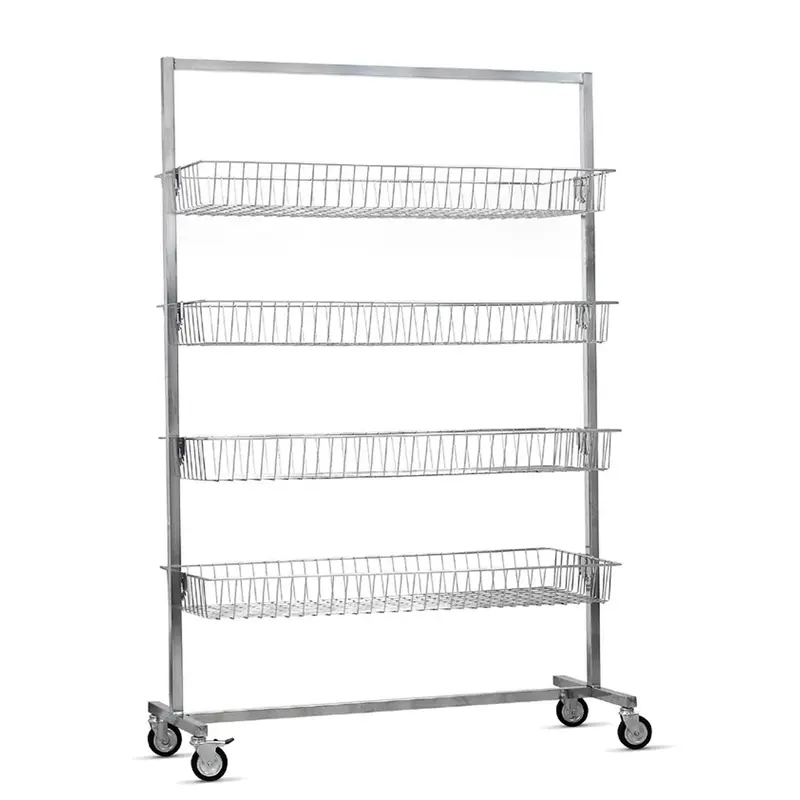 Portant à rayonnages chromé 4 paniers inclinables — 150 cm