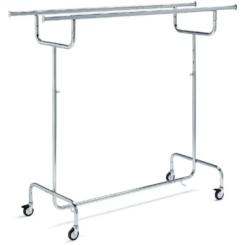 Portant double barre réglable chromé – 150 cm avec roulettes
