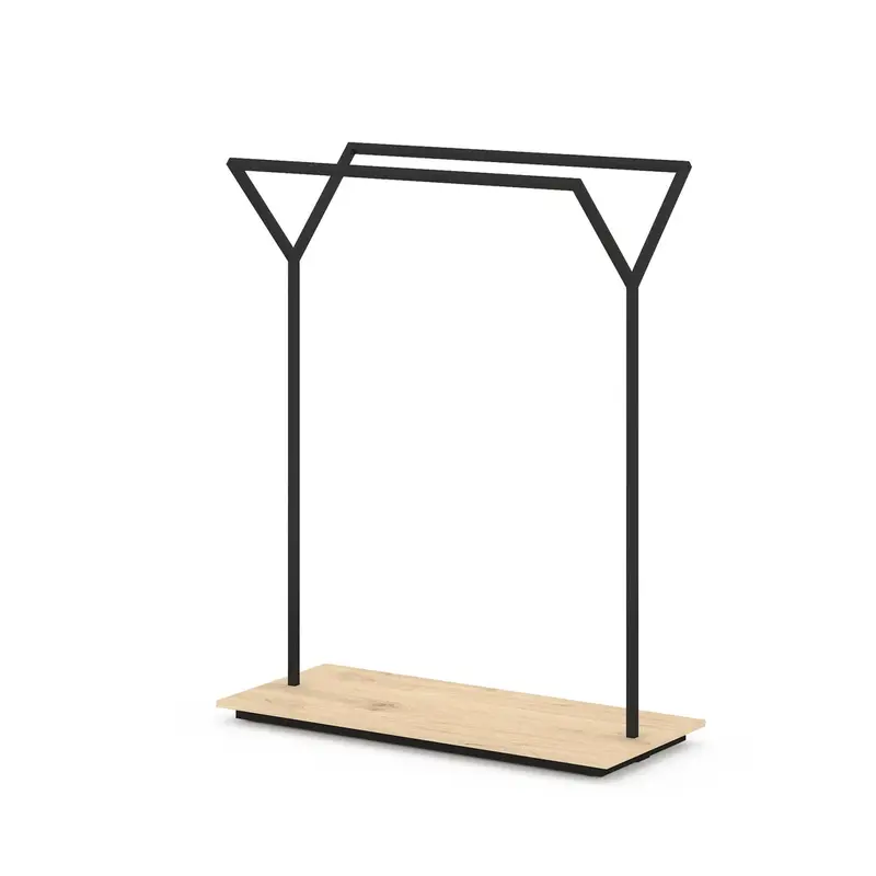 Portant double en Y 160 cm — socle mélaminé, personnalisable