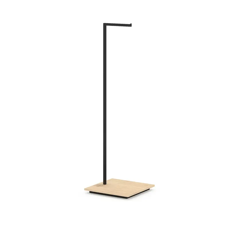 Portant en L inversé métal et socle mélaminé — sur mesure